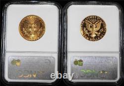 1984-W & -S $10.4838 Ounce x 2 Gold Olympic Set NGC MS 70 and PF 70 Ultra Cameo