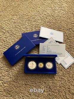 1986 Liberty Commemorative 3 Coin Proof Set Gold & Silver with Box & COA