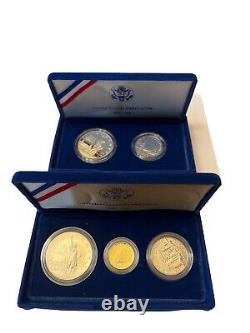 1986-S Statue of Liberty, 5? Coin Gold & Silver Proof Sets? With Box? , OGP, COA