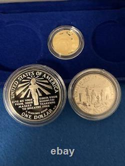 1986 Statue Of Liberty 3 Coin Gold & Silver Commemorative Set -proof Ogp