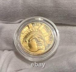 1986 US Liberty Commemorative Proof $5 Gold & Silver 3-Coin Set Case & COA