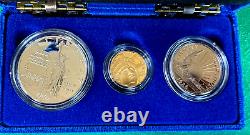 1986 US Mint Liberty $5 GOLD & Silver 3-Coin Commemorative Set withCOA