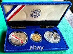1986 US Mint Liberty $5 GOLD & Silver 3-Coin Commemorative Set withCOA