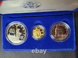 1986 US Mint Liberty Proof $5 GOLD $1 Silver 3-Coin Commemorative Set