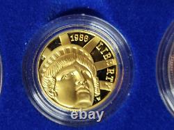 1986 US Mint Liberty Proof $5 GOLD $1 Silver 3-Coin Commemorative Set