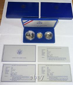 1986 U. S. Liberty 3 Coin Proof Set $5 Gold, $1 Silver, and Half Dollar