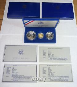 1986 U. S. Liberty 3 Coin Proof Set $5 Gold, $1 Silver, and Half Dollar