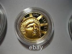 1986 U. S. Mint Liberty Three Coin Set, Gold, Silver & Clad Coins