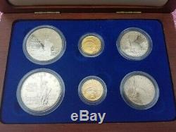 1986 United States Liberty Coins Set. 24 Troy Oz $5 Gold pc. 77 Troy Oz Slvr $