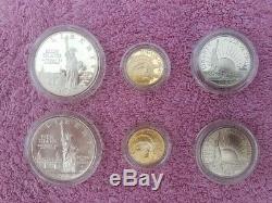 1986 United States Liberty Coins Set. 24 Troy Oz $5 Gold pc. 77 Troy Oz Slvr $