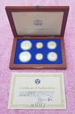 1986 United States Liberty Coins Set. 24 Troy Oz $5 Gold pc. 77 Troy Oz Slvr $