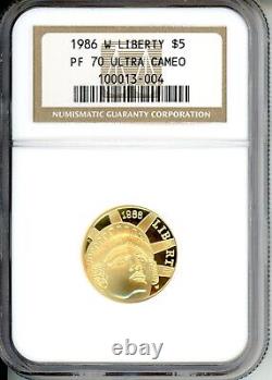 1986-W $5 GOLD COMMEMORATIVE STATUE of LIBERTY NGC PR70 PROOF PF70 Older Holder