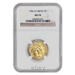1986-W $5 Gold Statue of Liberty Centennial Commemorative NGC MS70 coin