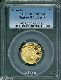 1986-W $5 PROOF GOLD COMMEMORATIVE STATUE of LIBERTY PCGS PR-70 PR70 PF-70 PF70