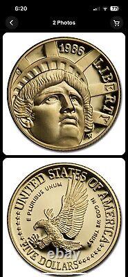 1986-W Gold $5 Commem Statue of Liberty with capsule