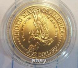 1986 W Gold $5 Half Eagle Coin Statue of Liberty Commemorative UNC in Capsule