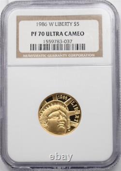 1986-W Gold NGC PF70 ULTRA CAMEAO $5 Statue of Liberty Commemorative NG2114 comb