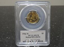 1986-W Statue Liberty Commemorative $5 Gold PCGS MS70 US Coin Thomas Cleveland