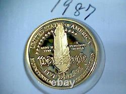 1987W Gold U. S. Constitution Bicentennial $5.00 Gold Coin