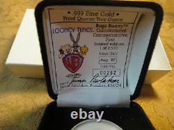 1987 1/4 Ounce. 999 Fine Gold Looney Tunes Commemorative Bugs Bunny 1/2500