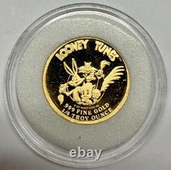 1987 Bugs Bunny 1/4 Troy Oz. 999 Gold Fine Proof Disney 50th Anniversary LE Coin