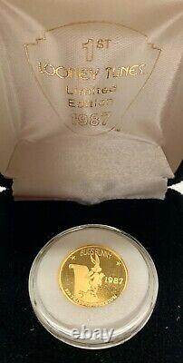 1987 Bugs Bunny 1/4 Troy Oz. 999 Gold Fine Proof Disney 50th Anniversary LE Coin