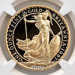 1987 (First Edition) Great Britain Britannia 100Pounds Gold Proof Coin NGC PF70