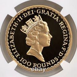 1987 (First Edition) Great Britain Britannia 100Pounds Gold Proof Coin NGC PF70