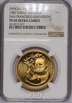 1987 Gold Panda 1 oz. San Francisco Expo Commemorative NGC PF69 Ultra Cameo