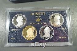 1987 Lafayette Commemorative Proof Set Silver, Gold, Platinum, Palladium Coins