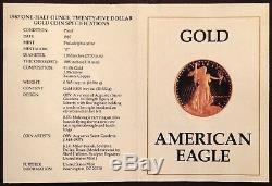 1987-P $25 American Gold Eagle Proof Coin 1/2 Troy oz Gold with COA