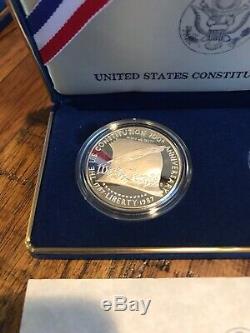 1987 US Constitution 2 Coin Proof Set 5 Dollar Gold and One Dollar Silver W COA