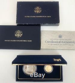1987 US Constitution Commemorative Gold & Silver 2 Coin Proof Set