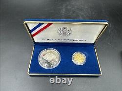 1987 U. S. Constitution Coins Silver Dollar & Gold Five Dollar Proof Set with CoA