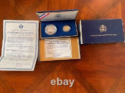 1987 U. S. Mint Constitution Coins Proof Set Silver Dollar & Gold Five Dollar COA