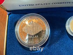 1987 U. S. Mint Constitution Coins Proof Set Silver Dollar & Gold Five Dollar COA