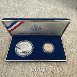 1987 U. S. Mint Constitution Coins Proof Set Silver Dollar and Gold Five Dollar