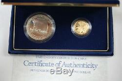 1987 U. S. Mint Constitution Commemorative 2 Coin Set $5 Gold $1 Silver