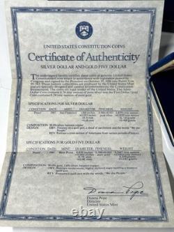 1987 United States Constitution Coins US Gold Coin 5 Dollar 8.3 grams 90% Gold 1