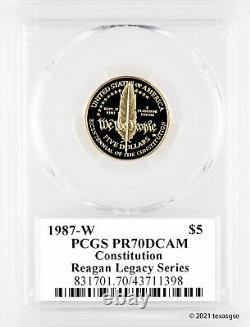 1987-W $5 Constitution Gold Commem Coin PCGS PR70DCAM Reagan Legacy Pop of 23