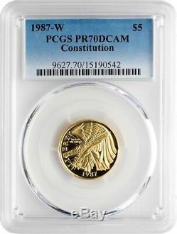 1987-W $5 Constitution Gold Commemorative Coin PCGS PR70DCAM