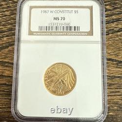 1987 W Constitution $5 NGC MS70 Gold Coin