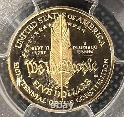 1987-W Constitution Gold Proof Coin $5 PCGS PR69DCAM John M. Mercanti Signed