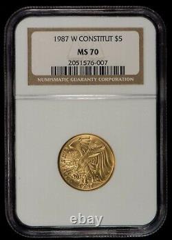 1987-W G$5 US Constitution Commemorative Gold Coin NGC MS 70 SKU-G1009