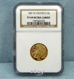 1987-W Gold $5 US 200th anniv. Constitution Commemorative Gold Coin NGC PF69