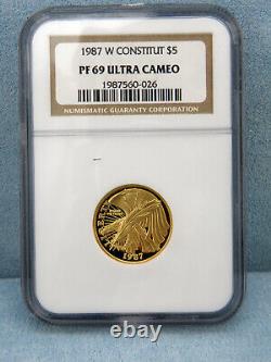 1987-W Gold $5 US 200th anniv. Constitution Commemorative Gold Coin NGC PF69