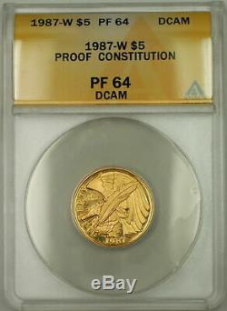 1987-W Proof Constitution Commemorative $5 Gold Coin ANACS PF-64 DCAM