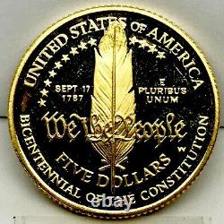 1987-W US Gold $5 Constitution Commemorative Proof Coin