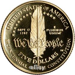 1987-W US Gold $5 Constitution Commemorative Proof Coin in Capsule