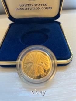 1987 W U. S. Constitution Bicentennial $5 Gold Coin w original box